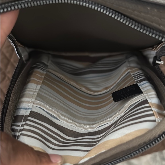 Lug Tan Quilted Crossbody Bag with Silver Zippers - Picture 2 of 4